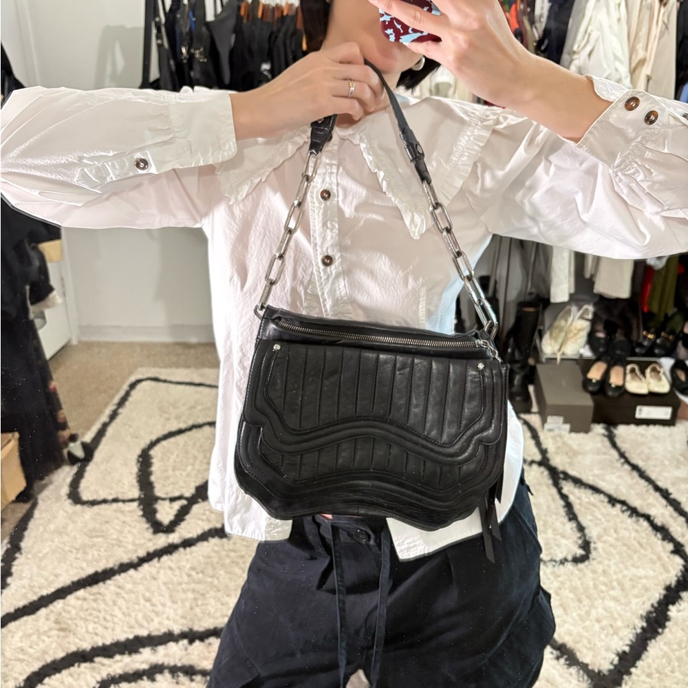 Vintage Costume Nationale Black Quilted Shoulder Bag with Chain Strap
